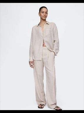 NWT Gap Linen Blend Wide-Leg Pants – Neutral Beige